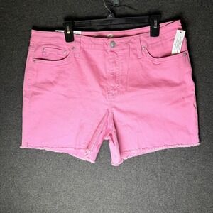Womens 16 Pink Shorts Pastel Fray Hem Denim Stretch Weekend Boho Barbie Spring